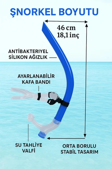 DailyTech Yetişkin Yüzme Antrenman Şnorkeli Siyah - Resim 4