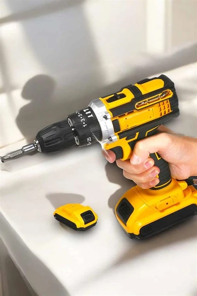 Metal Dişli 24W Akülü Matkap -Çift Bataryalı ve LED Çalışma Işığı ile Tam Set - Resim 2