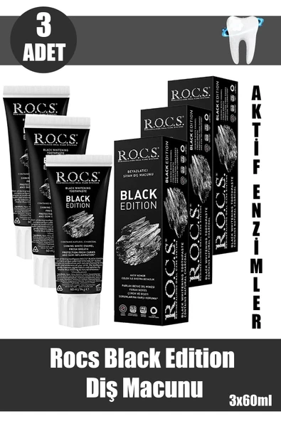 Rocs Black Edition Diş Macunu 60 ml 3 Adet ürün görseli 1