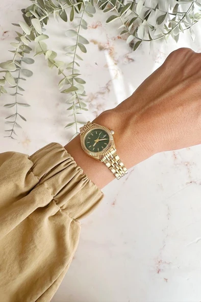 Aetos Gold Kordon Yeşil Kadran Kadın Kol Saati - Resim 2