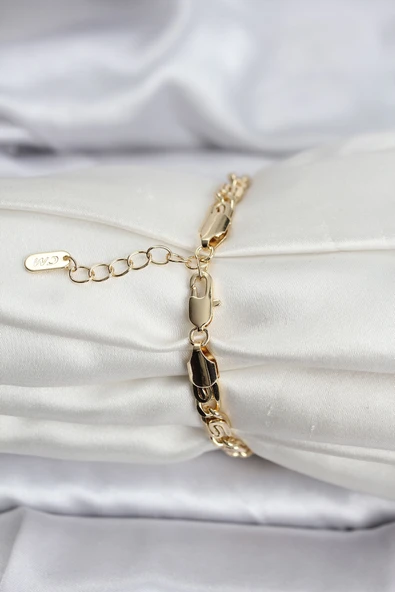 14K Gold Renk Kaplama Zincir Model CM Kadın Bileklik - Resim 2