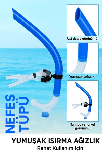 DailyTech Yetişkin Yüzme Antrenman Şnorkeli Mavi - Resim 2