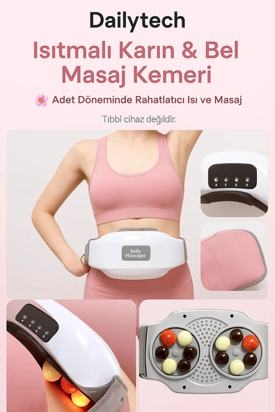 Dailytech Bian Taşı Isıtmalı Titreşimli Karın & Bel Masaj Kemeri Regl Döneminde Rahatlatıcı Kullanım - Resim 4