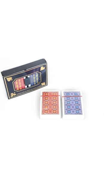 Swisscard Çizilmez Kırılmaz Temizlenebilen Plastik Oyun Kağıdı Çift Deste Sert Kapak Kutulu - Resim 4