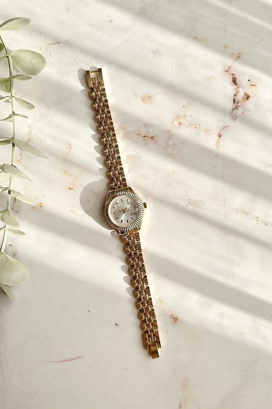 Aetos Gold Kordon Gri Kadran Kadın Kol Saati - Resim 3