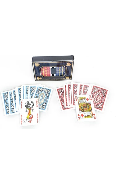 Swisscard Çizilmez Kırılmaz Temizlenebilen Plastik Oyun Kağıdı Çift Deste Sert Kapak Kutulu - Resim 5