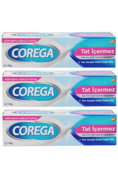 Corega Süper Diş Protezi Yapıştırıcı Tat İçermez Krem 40 Gr 3'lü ürün görseli 1