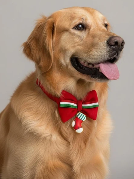Socks Xmass Köpek Papyon Tasması |  Yeşil Kırmızı Fiyonk Boyun Aksesuarı | Noel Temalı Köpek Süsü | Orta ve Büyük Irklar İçin - Resim 4