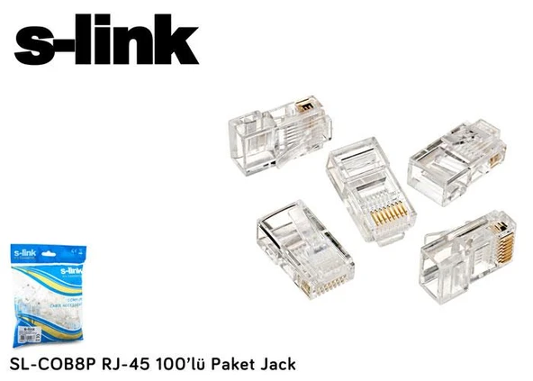 S-link SL-COB8P RJ-45 100 Lü Paket Jack - Resim 2
