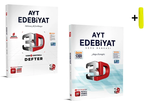 3D Yayınları Ayt Video Destekli Edebiyat Defter ve Soru Bankası Seti ürün görseli 1