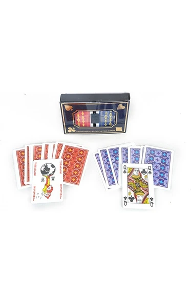 Swisscard Çizilmez Kırılmaz Temizlenebilen Plastik Oyun Kağıdı Çift Deste Sert Kapak Kutulu - Resim 6