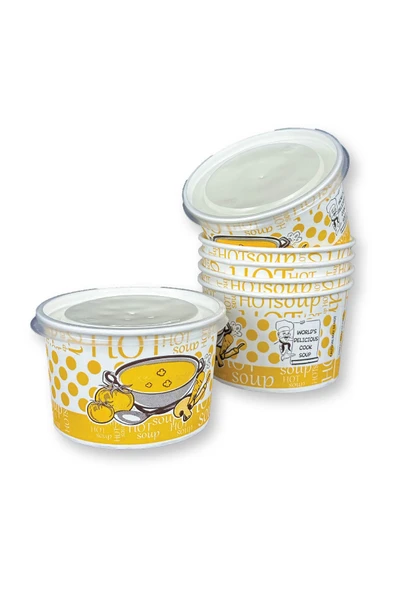 Kağıt-karton Çorba Kâsesi 16 Oz Şeffaf Kapaklı - Resim 2