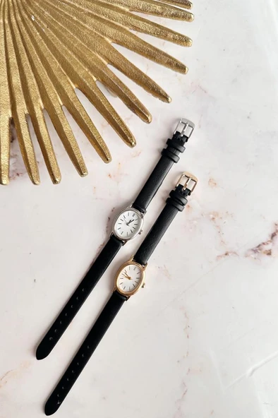 Iris Gold Kadran Siyah Kordon Kadın Kol Saati - Resim 5