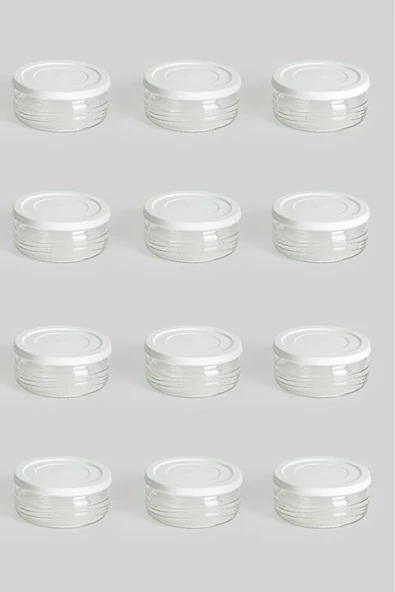 12'li Premium Kahvaltılık Seti 410 cc Beyaz Plastik Kapaklı Cam Saklama Kabı, Hava Geçirmez ürün görseli 1