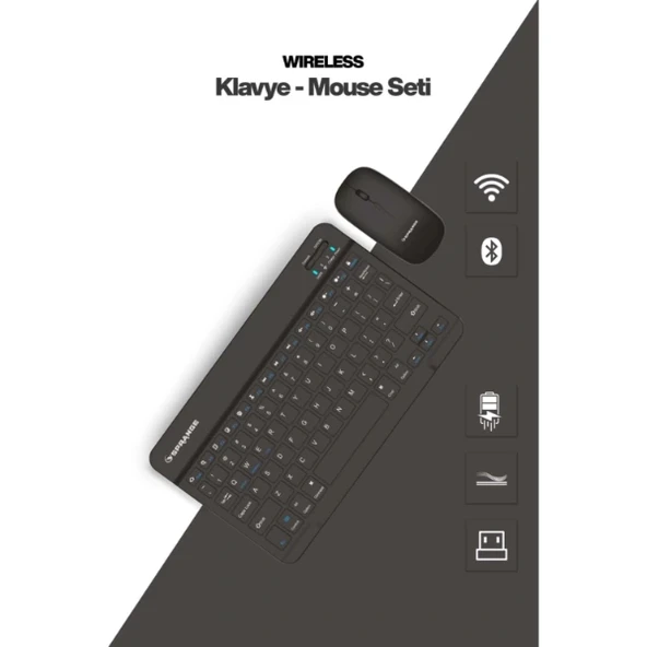 Siyah Kablosuz Klavye Ve Mouse Seti ürün görseli 1