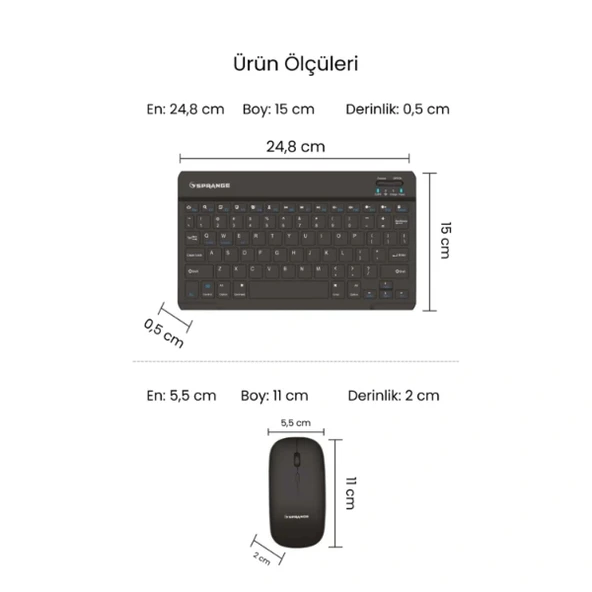 Siyah Kablosuz Klavye Ve Mouse Seti - Resim 5