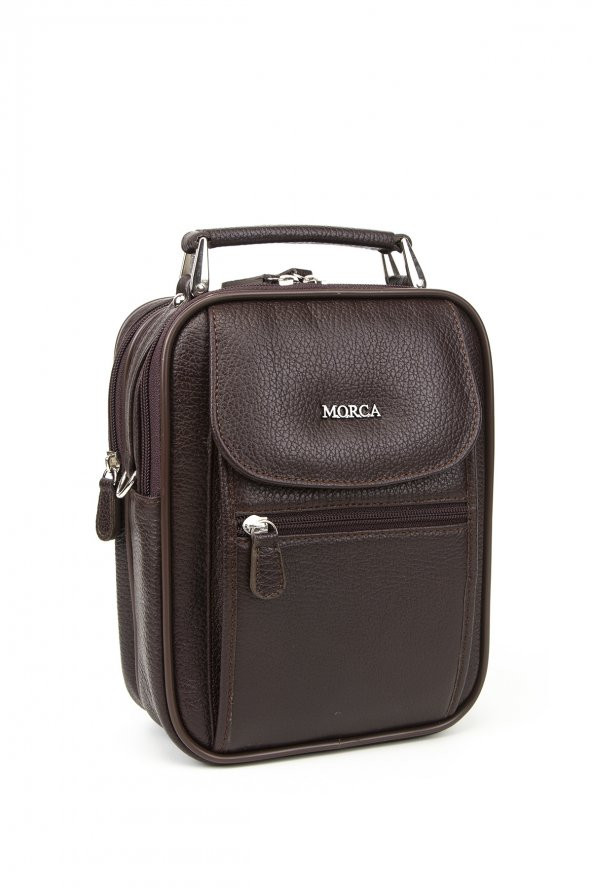 Erkek Omuz Askılı El Çantası Hakiki Deri Kahve - 2