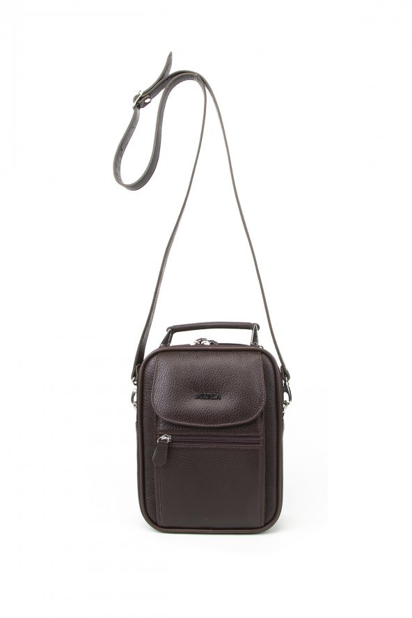 Erkek Omuz Askılı El Çantası Hakiki Deri Kahve - 5