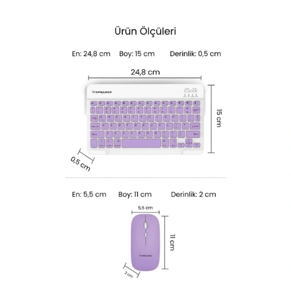 Mor Kablosuz Klavye Ve Mouse Seti - Resim 5