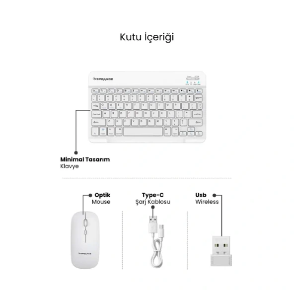 Beyaz Kablosuz Klavye Ve Mouse Seti - Resim 4