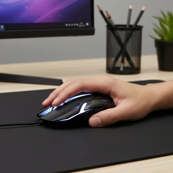 USB Kablolu Işıklı 3D Optik Mouse - Resim 2