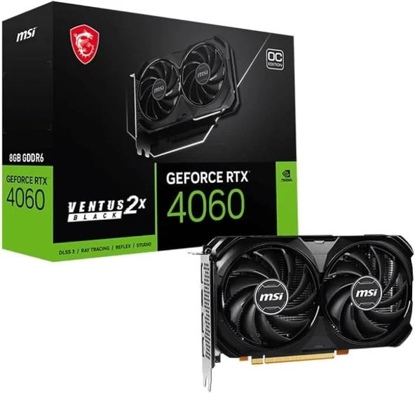 MSI RTX 4060 Ventus 2X Black 8G OC 128 Bit GDDR6 8 GB Ekran Kartı Outlet ürün görseli 1