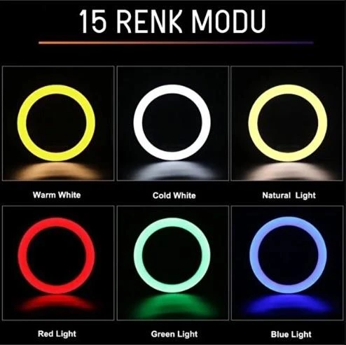 10 İnç Profesyonel RGB Ring Light Seti (Halka Işık ve Tripod) - Resim 4