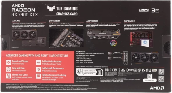 Asus RX 7900 XTX Tuf Gaming OC Edition TUF-RX7900XTX-O24G-GAMING 384 Bit GDDR6 24 GB Ekran Kartı Outlet - Resim 9