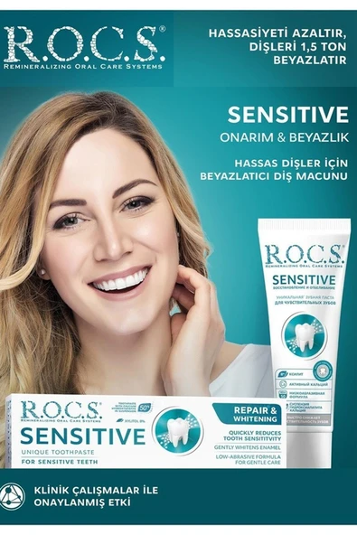 Rocs Sensitive Repair Whitening Beyazlatıcı Diş Macunu 75 ml - Resim 2