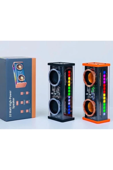 Şeffaf Mecha Müzik Tws Stereo Rgb İşıklı Hoparlör Kablosuz Bluetooth 5.0 Taşınabilir Hoparlör V9 - Resim 2