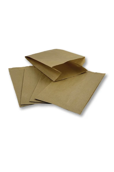 Küçük Boy Kraft-Şamua Çizgili Kese Kağıdı, Hediye Paketi 12x20,5cm Düz Renk - Resim 2