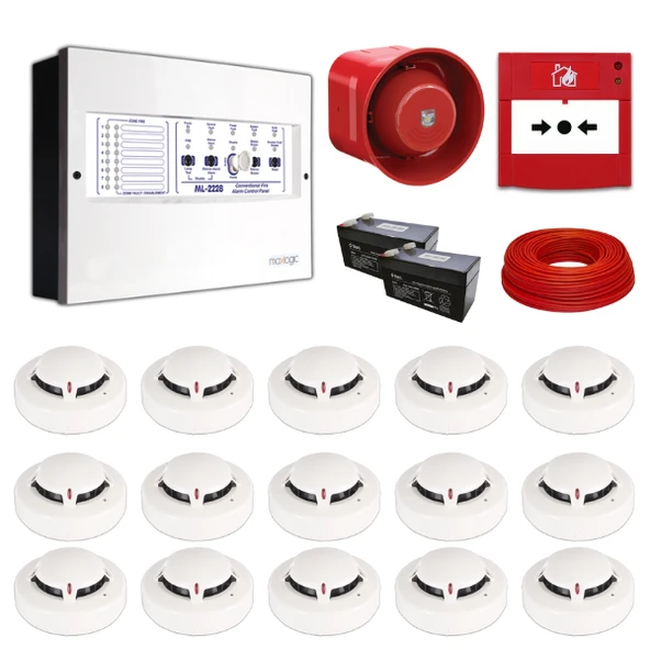 Mavigard Maxlogic 15’li Konvansiyonel Yangın Alarm Seti 100 Metre Kablo Dahil ürün görseli 1