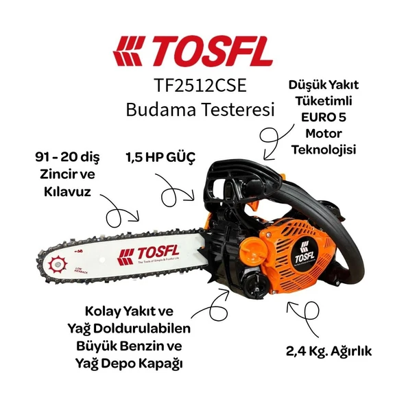 TF2512CSE / TOSFL MOTORLU BUDAMA TESTERESİ ürün görseli 1