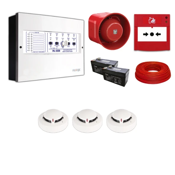 Mavigard Maxlogic 3’lü Konvansiyonel Yangın Alarm Seti 100 Metre Kablo Dahil ürün görseli 1