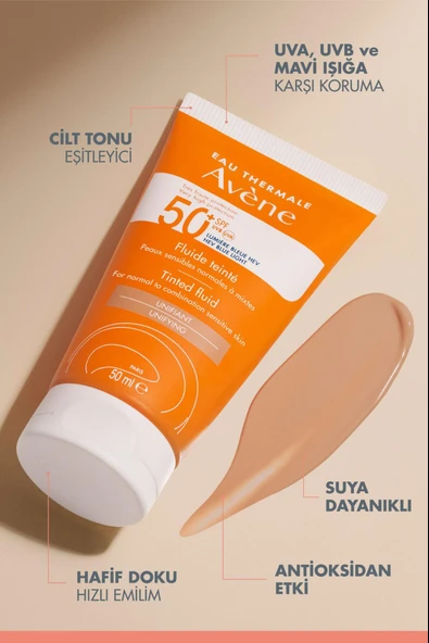 Avene Tinted Fluid Güneş Koruyucu Spf 50 50 Ml - Resim 3