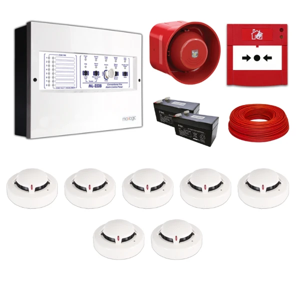 Mavigard Maxlogic 7’li Konvansiyonel Yangın Alarm Seti 100 Metre Kablo Dahil ürün görseli 1
