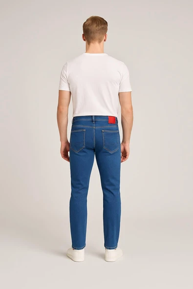 Erkek Slim Fit Dar Paça Esnek Likralı Denim Jeans Kot Pantolon - 7410 - Resim 7