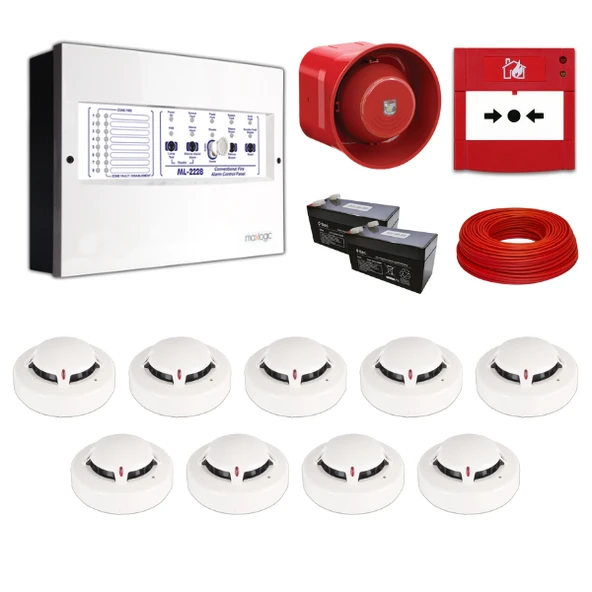 Mavigard Maxlogic 9’lu Konvansiyonel Yangın Alarm Seti 100 Metre Kablo Dahil ürün görseli 1