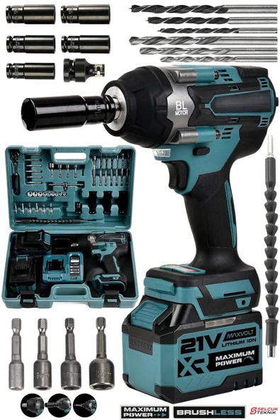 Çift Akülü Vidalama Matkap Darbeli Kömürsüz 700Nm Somun Sökme Sıkma 21v ürün görseli 1