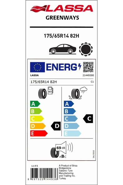 Lassa 175/65R14 82H Greenways Oto Yaz Lastiği ( Üretim Yılı:2024 ) - Resim 4