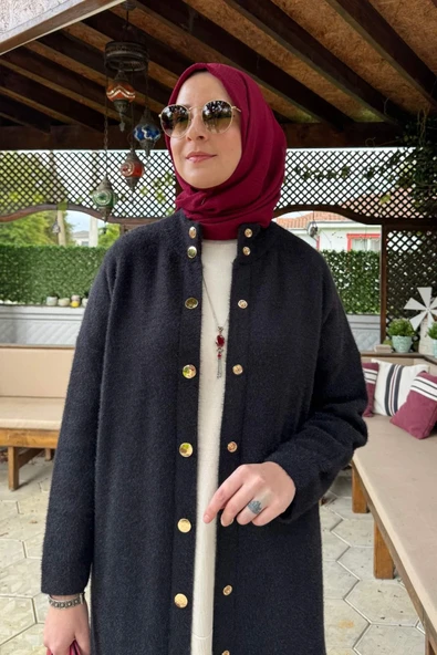 Yakut Angora Triko Kap Siyah - Resim 4