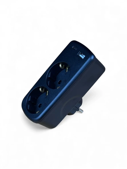 2 Soketli Akım Korumalı Priz | 12W USB + Type-C Hızlı Şarj Destekli Grup Priz - Resim 2