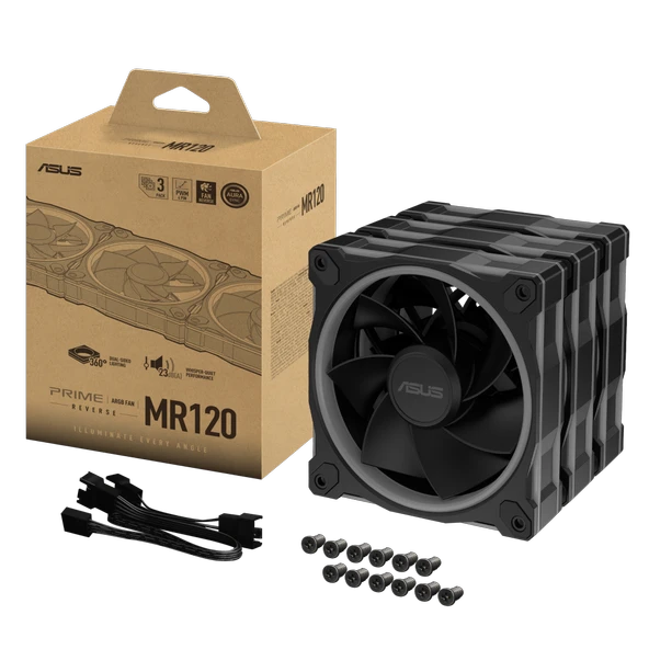 ASUS  PRIME MR120 FAN ARGB REVERSE BLACK 3IN1 - Resim 5
