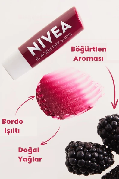 Nivea Bakım Yapan Dudak Bakım Kremi Black Berry 4,8 gr - Resim 3