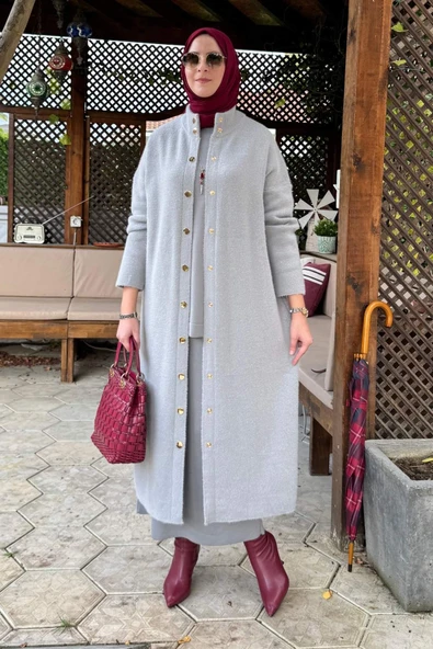 Yakut Angora Triko Kap Gri - Resim 8