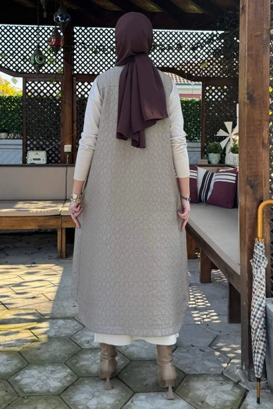 Safir Kapitone Yelek Vizon - Resim 7