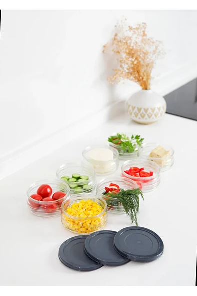 4'lü Premium Kahvaltılık Seti 410 cc Gri Plastik Kapaklı, Cam Saklama Kabı, Hava Geçirmez - Resim 5