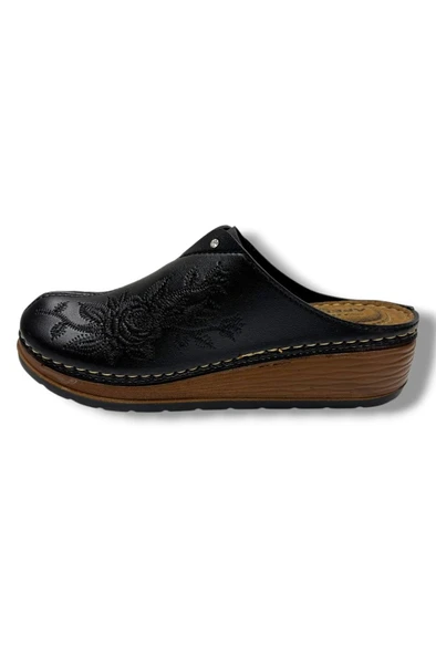 Apella Safir 797-26 Gül İşlemeli Anatomik Sabo Kadın Terlik - Resim 3