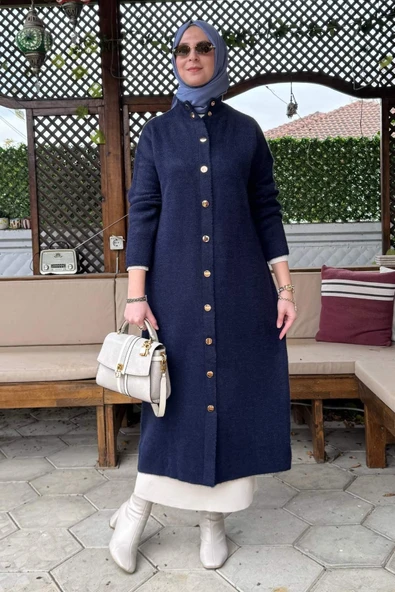 Yakut Angora Triko Kap Lacivert - Resim 5