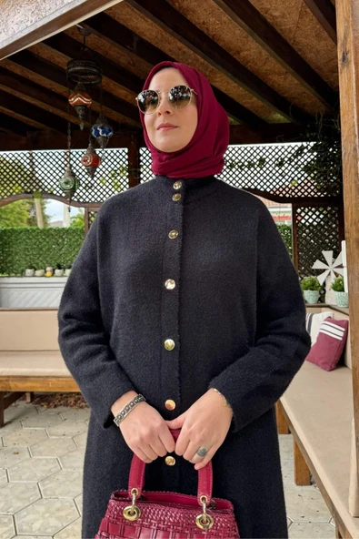 Yakut Angora Triko Kap Siyah - Resim 6